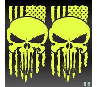 2 Sticker Adesivi TESCHIO PUNISHER BANDIERA AMERICA USA Auto Camper Pickup Jeep