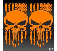 2 Sticker Adesivi TESCHIO PUNISHER BANDIERA AMERICA USA Auto Camper Pickup Jeep