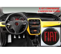 2 STICKER RESINATO 3M 3D 53 MM VOLANTE LOGO FIAT CARBONIO ROSSO DOBLO' SCUDO