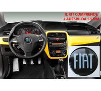 2 STICKERS 3D RESINATO 53 MM VOLANTE LOGO FIAT CARBONIO 500 GRANDE PUNTO PANDA