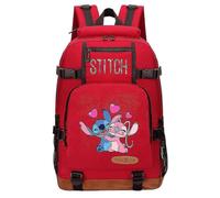 (2)Stitch School Bags - Zaino capiente per ragazzi e ragazze - Zaino da viaggio con ricarica USB per