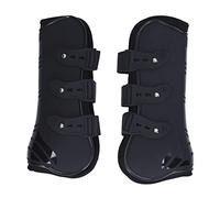 2 stivali XL neri anteriori per cavallo variabili, protettivi in PU e neoprene per un maggiore supporto del tendine negli sport equestri per corse e salti a spettacolo (gambe anteriori nere L 180 x 78