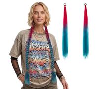 2 stoppini per treccia con gradiente di colori 65 cm coda di cavallo trecce colorate estensioni dei capelli per carnevale festival musicale Halloween Cosplay