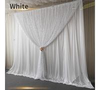 2 Strati Brillantini Lustrini Tulle Raso Tenda Drappo Scenario Nozze Festa Decor