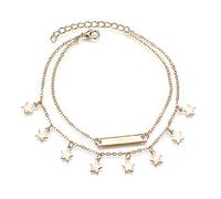 2 strati da donna con cavigliere a catena con catena Boho sandalo da spiaggia a piedi nudi con perline braccialetto alla caviglia argento Creativo e utileUtile e pratico.