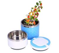 2 Strati Lunch Box, Termos Pappa Neonati, Pranzo Scolastico Portavivande Termico, Contenitore Termico Per Alimenti Di Acciaio Inossidabile, Thermos Per Neonati in Viaggio Campeggio (Blu)