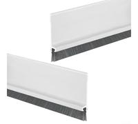 2 strisce sigillanti per la parte inferiore della porta con spazzola, larghezza 53 mm, antivento e a prova di umidità, per porte interne ed esterne, TPE + setole (bianco)