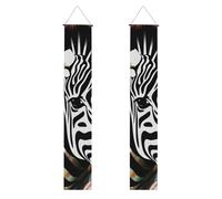 2 striscioni astratti per portico zebrato con animali eleganti, decorazione per la casa, bandiere da appendere, cartello di benvenuto, per esterni, interni, forniture per vacanze, 180 x 30 cm
