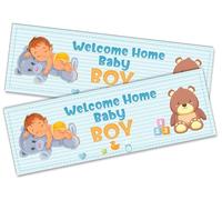 2 striscioni con scritta "Welcome Home Baby Boy", decorazione per feste di ritorno a casa