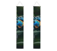2 striscioni da appendere in poliestere a forma di scarabeo nero, per porta anteriore, cortile, cerimonia, festa, riutilizzabile, lavabile, con stecche e corde