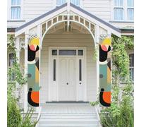 2 striscioni da appendere per porta d'ingresso primavera estate banner portico arte moderna metà secolo gatto stagionale porta appeso portico segno fattoria parete interna sfondo decorazione bandiera