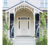 2 striscioni da appendere per porta d'ingresso primavera estate portico banner lupo sotto la luna stagionale porta appeso portico segno fattoria parete interna sfondo decorazione bandiera esterna 180