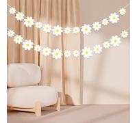 2 striscioni decorative con margherite, colore bianco, decorazione per feste di compleanno, decorazione per ragazze, bambini, accessori per feste di compleanno