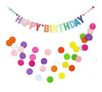 2 striscioni decorative "Happy Birthday", striscioni "Happy Birthday", decorazioni colorate pre-rivestite, decorazioni di compleanno, accessori per feste arcobaleno, decorazioni per feste per bambini