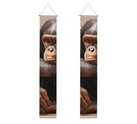 2 striscioni decorativi in poliestere con scritta in inglese "A little gorilla" per porta anteriore, cortile, cerimonia, festa, riutilizzabile, lavabile, con aste e corde,