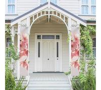 2 striscioni di benvenuto da appendere per porta d'ingresso primavera estate portico banner fiore di ciliegio stagionale porta appeso portico segno fattoria parete interna sfondo decorazione bandiera