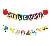 2 striscioni di benvenuto in classe, decorazioni per il rientro a scuola, simpatici modelli di cancelleria striscioni decorazione scolastica banner primo giorno di scuola banner