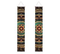 2 striscioni mandala, per portico, porta d'ingresso, elegante decorazione per la casa, bandiere da appendere, cartello di benvenuto per esterni, interni, forniture per vacanze, 180 x 30 cm