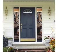 2 striscioni per porta di benvenuto a un cucciolo di tigre portico segno decorazioni hawaiane bandiere primavera estate decorazione sfondo da appendere alla parete striscioni per esterni casa