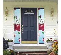 2 striscioni per porta di benvenuto con ciliegia, decorazioni hawaiane, bandiere primaverili estive, decorazione da parete, striscioni da appendere alla parete, per esterni, casa, cortile tropicale