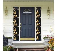2 striscioni per porta di benvenuto farfalle bianche dorate segno portico nero decorazioni hawaiane bandiere primavera estate decorazione sfondo banner da appendere alla parete per esterni casa