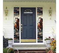 2 striscioni per porta di benvenuto Un modello con cavalli come sfondo Portico Cartello Decorazioni hawaiane Bandiere Primavera Estate Decorazione Sfondo Appeso alla Parete Banner per Outdoor Home