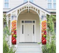 2 striscioni per porta portico arcobaleno caramelle benvenuto banner da appendere bandiera primavera estate portico segno per porta d'ingresso sfondo porta anteriore segno decorazione sfondo foto