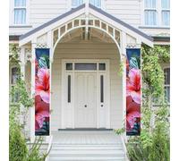 2 striscioni per porta portico banner fiore pianta tropicale benvenuto banner da appendere bandiera primavera estate portico segno per porta d'ingresso sfondo porta anteriore segno decorazione sfondo