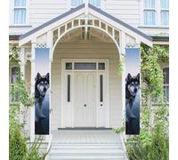 2 striscioni per porta portico con cane husky su un lago congelato benvenuto striscioni da appendere bandiera primavera estate portico segno per porta d'ingresso sfondo parete porta anteriore segno
