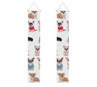 2 striscioni per portico con chihuahua carlino, elegante decorazione per la casa, bandiere da appendere, cartello di benvenuto per esterni e interni, forniture per vacanze, 180 x 30 cm