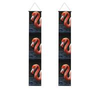 2 striscioni per portico con fenicottero, elegante decorazione per la casa, bandiere da appendere, cartello di benvenuto, per esterni, interni, forniture per vacanze, 180 x 30 cm