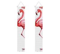2 striscioni per portico con fenicottero, elegante decorazione per la casa, bandiere da appendere, cartello di benvenuto, per esterni, interni, forniture per vacanze, 180 x 30 cm
