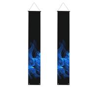 2 striscioni per portico con fiamma blu, elegante decorazione per la casa, bandiere da appendere, cartello di benvenuto, per esterni, interni, forniture per vacanze, 180 x 30 cm