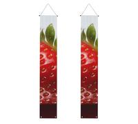 2 striscioni per portico con fragole rosse e frutta, elegante decorazione per la casa, bandiere da appendere, cartello di benvenuto, per esterni, interni, forniture per vacanze, 180 x 30 cm