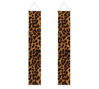 2 striscioni per portico con ghepardo leopardo, elegante decorazione per la casa, bandiere da appendere, cartello di benvenuto per esterni, interni, forniture per vacanze, 180 x 30 cm