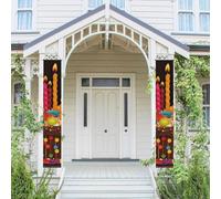 2 striscioni per portico con scritta "Happy Birthday Big Cake Welcome Hanging Banners Flag Spring Summer Portico Sign for Front Door Wall Backdrop Front Door Sign Party Decor Photo Background