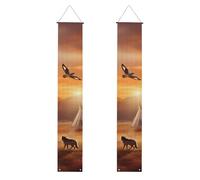2 striscioni per portico con tribù native americane, elegante decorazione per la casa, bandiere da appendere, cartello di benvenuto per esterni, interni, forniture per vacanze, 180 x 30 cm