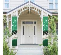 2 striscioni per portico di benvenuto primavera estate bandiera da appendere cartello portico per porta d'ingresso parete portico banner verde e bianco pianoforte chiavi di benvenuto porta appeso