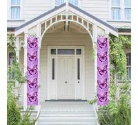 2 striscioni per portico di benvenuto primavera estate bandiera da appendere portico segno per porta d'ingresso parete portico banner viola farfalla porta di benvenuto appeso banner parete sfondo