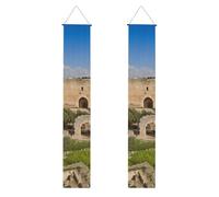 2 striscioni per portico di Israele alla Torre di David, elegante decorazione per la casa, bandiere da appendere, cartello di benvenuto per esterni e interni, forniture per vacanze, 180 x 30 cm
