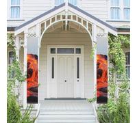 2 striscioni per portico per porta, rosso lava calda del vulcano Kilauea Benvenuto, striscioni da appendere bandiera primavera estate portico segno per porta d'ingresso sfondo porta d'ingresso