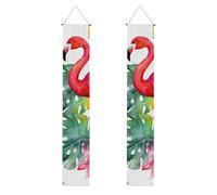 2 striscioni tropicali ad acquerello ananas fenicottero portico cartello elegante decorazione per la casa bandiere da appendere portico cartello di benvenuto per esterni interni forniture per vacanze