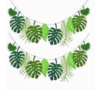2 striscioni tropicali con foglie di palma, decorazioni per feste hawaiane, decorazioni per feste in giardino, decorazioni a tema giungla, decorazioni tropicali, decorazioni per feste in stile safari