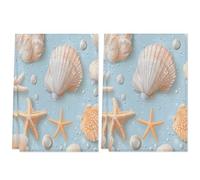 2 strofinacci da cucina con conchiglie, stelle marine e perle, ideali per la cucina, per le mani, ad asciugatura rapida, decorativi per cucinare, per la pulizia e l'asciugatura domestica, 72 x 45 c