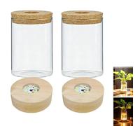 2 stück beleuchtete vase glas led leuchtende,Holz Basis,LED Leuchtende (2pcs)