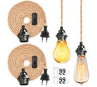 2 Stück E27 Lampenfassung mit Stecker, 4,5 m Lampenfassung Pendelleuchte, Hängelampe Mit Stecker, Vintage Lampenkabel, E27 Lampenfassung für Dining Hall Home Farmhouse Home Loft - Ohne Glühbirne