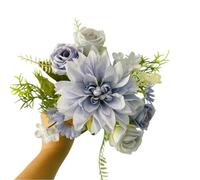 2 Stück Künstliche Dahlie Rosen Blumen,Brautstrauß,Hochzeit Bouquet,Fälschung,Tischblumen,Gefälschte Deko Blumen,Künstlich Brautstrauss,für DIY Hochzeit Party Haus Deko Blumenarrangements,Blau