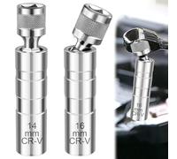 2 Stück Universal Flexibel Zündkerzenschlüssel14mm und 16mm,Universal Zündkerzenschlüssel,Drehbarer kfz-Zündkerzenschlüssel,Entferner Installer Werkzeug für Die Autoreparatur Zündkerzenschlüssel Set