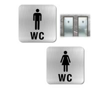 2 Stück WC Schilder Selbstklebend - Edelstahl Türschilder Damen & Herren, Selbstklebende Toilettenschilder für Gäste-WC, Büro, Restaurant, Zuhause