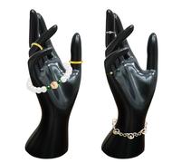 2 supporti a forma di mano, supporto per gioielli, modello a mano, anelli a mano, supporto per anelli, collane, bracciali (nero)